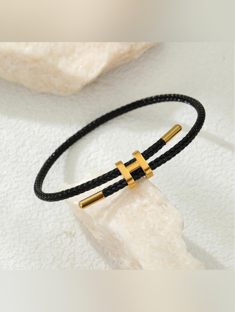 #96751 Trendy Fabulous Adjustable Titanium Steel H Buckle Bracelet
